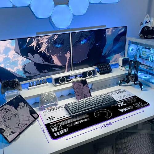 JMIYAV White Gaming Mouse Pad RGB Mousepad Non-Slip Rubber Base Extra Large Cool XL XXL Computer Desk Pad Gaming Accessories LED Light Up Extended Big Mouse Pad for Gamer Ops Overlay - color: Ops Overlay