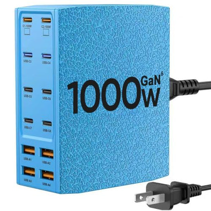 USB Charging Station (1000W),12-Port USB C Charger Block with Dual 100W PD USB-C Fast Charging Station Hub for MacBook Pro/Air/All iPad Phone 17/16 15/14/13/Pro Max/Samsung Galaxy Note(Blue) - color: Blue