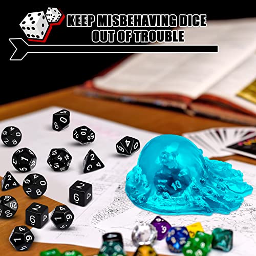 Deekin Translucent Cube Dice Storage with 7 Polyhedral Dice Set, Resin Cube Holder for TTRPG Tabletop Role Playing Game Fantasy Tabletop Gaming(Blue) - color: Blue