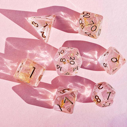 Sage’s Portal Cantrips DND Dice Set - Round Edge Resin 7-PC Polyhedral DND Dice Set for Dungeons and Dragons D&D RPG Tabletop TTRPG (Pink Transparent) - color: Pink Transparent