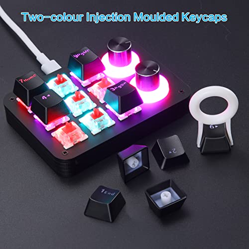 Koolertron 9-Key Mechanical Numpad with 2 Programmable Knobs, LED Backlit Macro Gaming Keyboard, Fully Customizable Numeric Keypad for PC - style: 9 Keys/Red switches/RGB Backlight