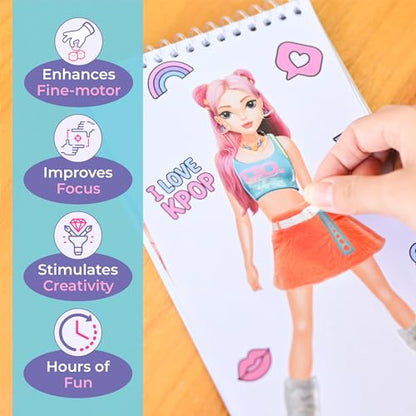 Kpop Sticker Book – Girls Fashion Design Activity for Kids | Dress up K-Pop singers with stickers and style guides; creative performance fashion fun for girls ages 5 and up. - color: Sticker Dress Up - Kpop