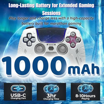 NexoGame Wireless Controller for PS5 with 3D Hall Effect Joysticks, Bluetooth 5.0 Gamepad with Motion Control, Dual Vibration, USB C Rechargeable Design, Compatible with PS5 Console and Windows PC Gaming (Galaxy White) - color: Galaxy White