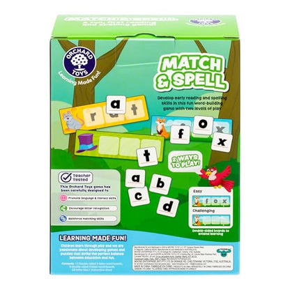 Orchard Toys Match & Spell Game - New Art, Develop Your Children's Early Reading and Spelling Skills in This Updated, Fun Word-Building, 2 Ways to Play, for Ages 4+, Single or Multiplayer - style: Match And Spell