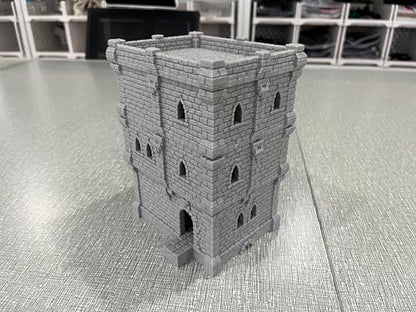 Medieval Castle Tabletop Terrain Set for 18mm & 28mm Miniatures – Paintable Wargame & Diorama Building Kit (3 Floors) - size: 3 Floors