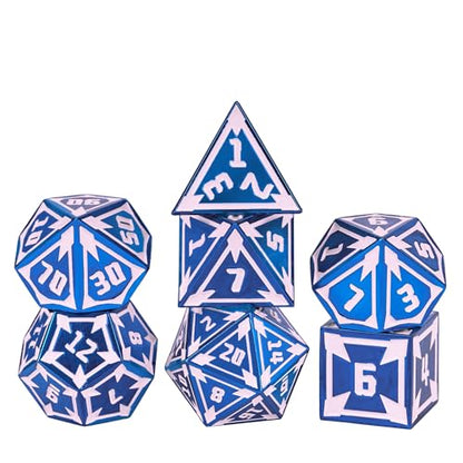 UDIXI Metal Dice Set D&D Heavy Metallic DND Dice Set for Board Game (Blue) | 7-Pieces, Lozenge Pattern, Zinc Alloy Material, Gorgeous Gift Case, DM Gift, for Dungeons and Dragons Role Playing Games - color: Blue