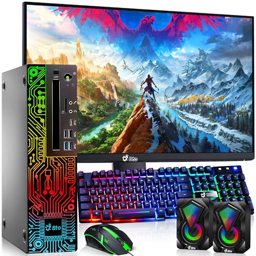 BTO RGB Gaming Desktop PC – Intel i5 8th Gen Processor – 16GB Ram – 512GB SSD – GeForce GT 1030 DDR5 – 22 inch Monitor – WiFi – Windows 11 Pro – Computer Tower for PC Gamer (Renewed)