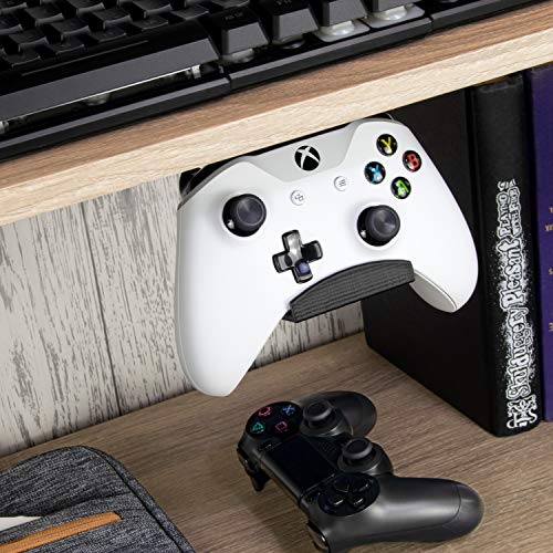Gamepad Under The Desk Mount Holder Hanger for Xbox One, Switch, PS4, PC, Steam, Steelseries & Most Game Controllers, No Screws, VHB Tape, by Brainwavz (Black, Improved Adheasion Nov2019) - color: Black
