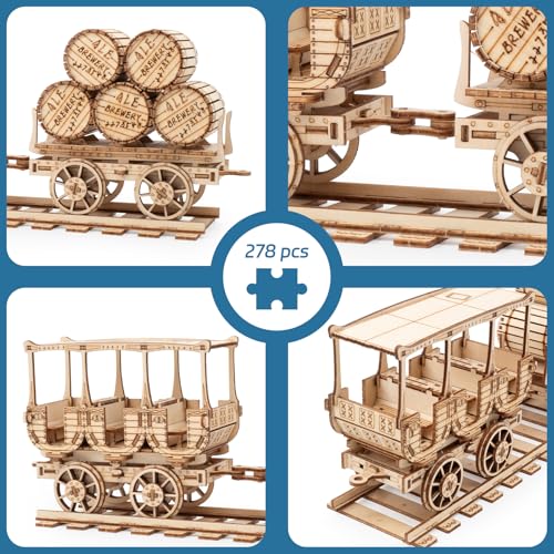 3D Wooden Puzzles Wine Truck DIY Model Kits | For Adults, Brainteaser, Christmas Gift - style: Wine Truck