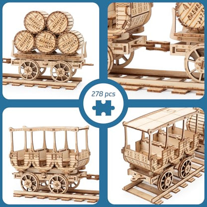 3D Wooden Puzzles Wine Truck DIY Model Kits | For Adults, Brainteaser, Christmas Gift - style: Wine Truck