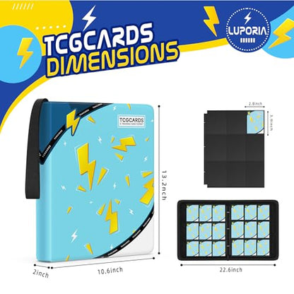 Trading Card Binder 9 Pocket,900 Pocket Card Collection Binder with 50 Removable Sleeves,PU Waterproof Top Card Book,3-Ring Zipper Collectible Trading Card Album for MTG/TCG/Card Holder Gift(Blue) - color: Blue, size: Large