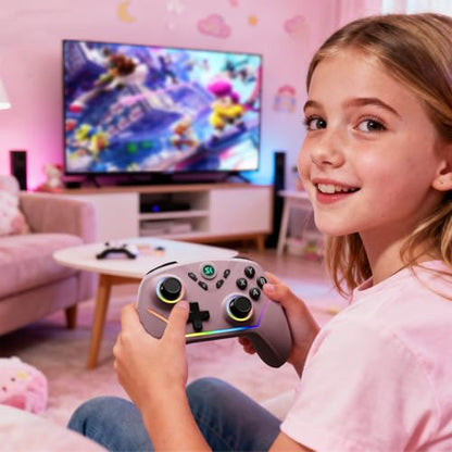 ISHAKO Wireless Gaming Controller – 1000Hz Polling, 1200mAh Battery PC Controller, Back Buttons, Hall effect Joystick, Hall Triggers, 3-Mode Triggers 2.4G&Bluetooth Controller for PC/Steam/iPhone/Android/Switch -Metallic Berry Powder - color: Metallic Ber