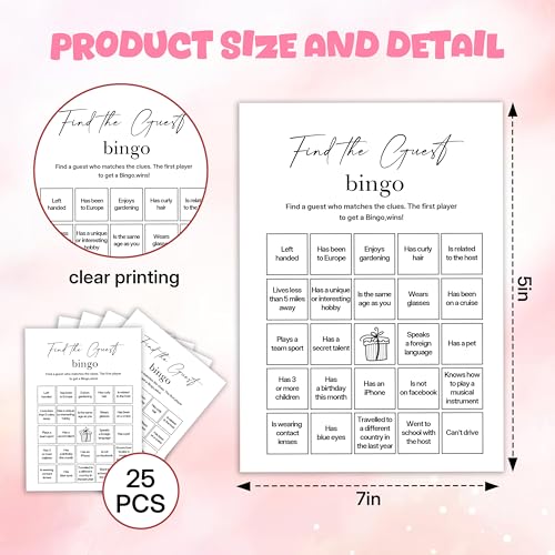 Birthday Party Games, Find The Guest Bingo, 25 Pcs Card Set for Guests, Fun Birthday Game for Teen Adults – A08 - color: Find the Guest Bingo