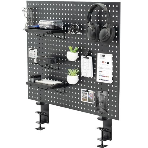 VIVO Black Clamp-on 30 x 24 inch Desk Pegboard, PP-DK30B-1 | Steel Privacy Panel, Magnetic Peg Board, Office Accessory Organizer, Above or Under Desk Placement - color: Black, size: 30"
