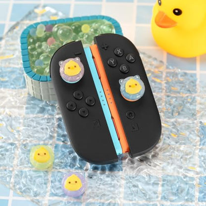 Swimming Duck Switch 2 Joycon Thumb Grips Caps, 4 PCS Cute Kawaii 3D Silicone Analog Thumbstick Button Cover for NS Switch 2 Joystick Caps - color: Swimming Duck for NS2