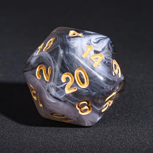7-Die DND Dice Set Polyhedral Dice Set with a Leather Dice Bag, D&D Dice Set for RPG Table Games (Transparent Black Mix White) - color: Black Mix White