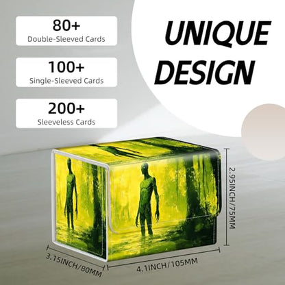 Trading Card Storage Box, Holds 100+ for MTG Cards, PU Leather with Magnetic Closure, Swamp Creature in Yellow Mist Durable Deck Box for Magic the Gathering, Trading Card Games - color: Swamp Creature in Yellow Mist