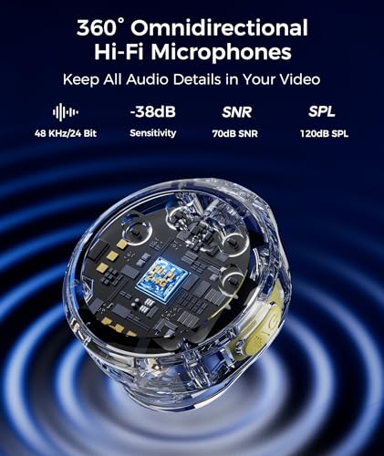 Wireless Lavalier Microphone for iPhone & Android Phones, Clip-on Lapel Mic | AI Noise Reduction & Hi-Fi Audio & 24H Working Time & 50M/164FT Range, for Video Recording/Live Stream/Vlog/Podcast/Interview