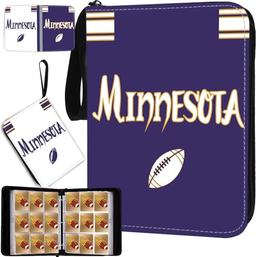 Football Card Binder with Sleeves 900 Pocket, Minnesota Football Card Holder for Trading Cards Sports Card 3 Ring Binder Folder Collector Album Storage Book Case Kids Boys Girls Gift - color: MNSD Purple, size: 900