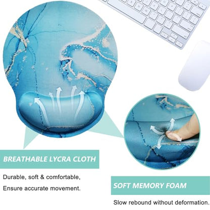 Mouse Pad with Wrist Support, Ergonomic Mouse Pad with Memory Foam Wrist Rest Cushion, Non-Slip Rubber Base Gaming Mice Pad for Home Office Computer Laptop, Green Marble - color: Green marble