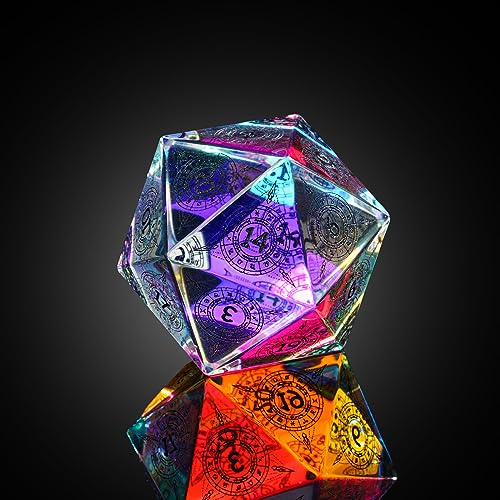 UDIXI 30mm Prism Glass D20 Dice Large 20 Sided DND Dice for Tabletop Games | Premium Gift Box, DM Gift, for Dungeons and Dragons Role Playing Games - color: Large D20 Prism Glass