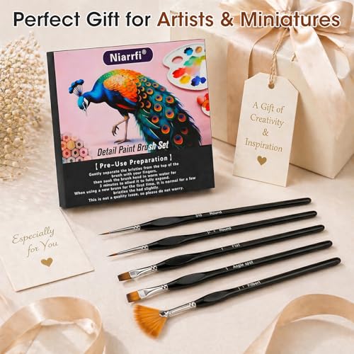 16PCS Miniature Paint Brushes,Detail Paint Brushes Set for Acrylic Watercolor Gouache Oil & Face Painting, Paint by Number, Figurine Black - color: Black