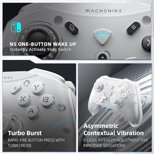 Machenike G5Pro Wireless Gaming Controller for Windows PC,Switch,IOS,Android,PC Controller Hall Effect Joystick/Triggers/Gyroscope,RGB Lights,Frost White - color: Frost White