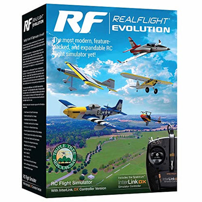 REALFLIGHT Evolution RC Flight Simulator Software with Interlink DX Controller Included RFL2000 Air/Heli Simulators Compatible with VR headsets Online Multiplayer Options - style: RealFlight Evolution