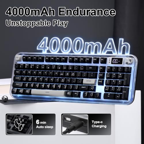 K98 Pro Wireless Keyboard,Tri-Mode Silent Bluetooth Keyboard | Membrane Keyboard TFT Screen, Volume Knob & Number Pad, RGB Backlit Creamy Mechanical Feel Keyboard for PC Game/Office(Black) - color: Black