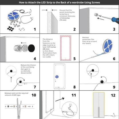 LED Backlight for Wardrobe & Closet, 26.2ft Tunable White LED Strip Lights (2700K-6500K Warm to Cool), Dimmable with App & Remote, Bias Lighting, Standoff Mount Kit (4 Mounting Options) - color: Tunable White, size: Wardrobe & Closet