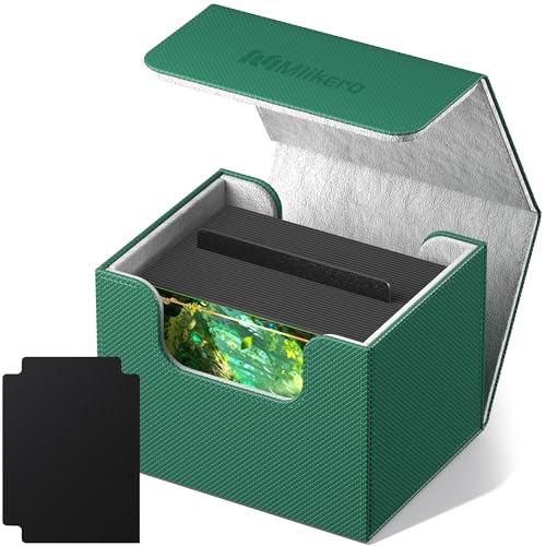 Mlikero Card Deck Box, Commander Deck Box Holds 100+ Double-Sleeved Cards with 2 Dividers, Leather Magnetic Closure Card Box Fit for MTG, TCG (Green) - color: B5-Green, size: B-Horizontal