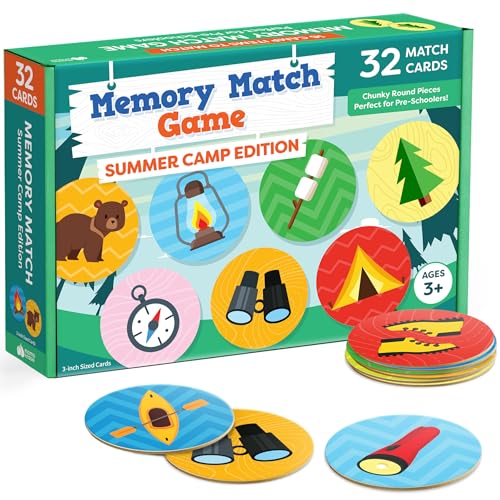 Memory Games for Kids Ages 4-8 - Camping Games for Kids, Camping Toys, Summer Camp Activities, Kids Summer Activities - Memory Matching Games for Toddlers 3-5, Preschool Outdoor Board Game Activities - color: Summer Camp