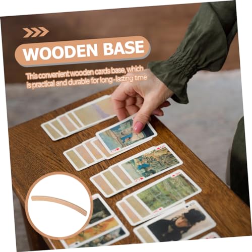 Hemobllo Wooden Card Rack Displaying Stand Wooden Playing Card Holder for Games for Family Gatherings and Game Nights