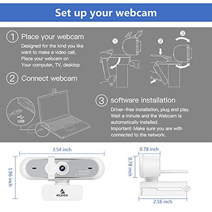 NexiGo N660P 1080P 60FPS Webcam with Software Control, Dual Microphone & Cover, Autofocus, HD USB Computer Web Camera, for OBS/Zoom/Skype/FaceTime/Teams/Twitch, White - size: 1080P 60FPS Webcam White