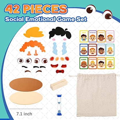 PP OPOUNT Social Emotional Learning Toy, Funny Faces Games | with 28 Facial Expressions and 12 Emotional Flashcards, Preschool Learning Activities Toy to Express Emotions for Kids Age 3+ - style: 1