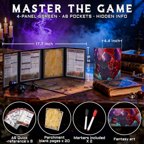 CZYY Mini RPG Adventure Kit with DM Screen, Maps, Tokens & Dice | Portable EVA Case, 8 Dry-Erase Maps, 9 Reference Inserts, Travel-Ready DND Starter Set, Small Table Play, Gift for DMs