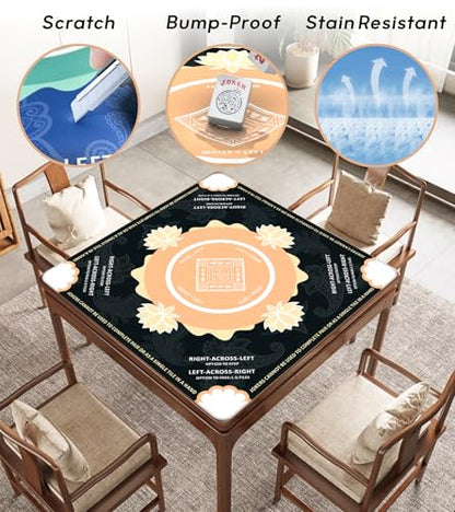 Mahjong Mat for Table, American Mahjong Mat(Black) | 31.5" x 31.5",Anti-Slip, Noise-Reducing Gaming Mat for Mahjong/Poker/Board Games/Card Games/Dominoes - color: Black