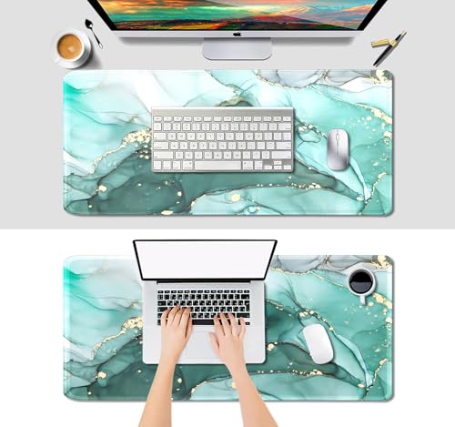 IMAYONDIA Teal Turquoise Marble Desk Mat, Abstract Swirls Cute Desk Pad, Modern Green Ink Art Large Gaming Mouse Pad Mousepad for Desks, Aesthetic Desktop Laptop Mat, Gift for Women Men - color: Teal Turquoise Marble
