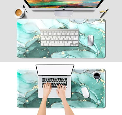 IMAYONDIA Teal Turquoise Marble Desk Mat, Abstract Swirls Cute Desk Pad, Modern Green Ink Art Large Gaming Mouse Pad Mousepad for Desks, Aesthetic Desktop Laptop Mat, Gift for Women Men - color: Teal Turquoise Marble