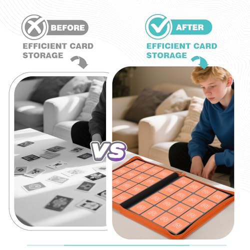 Premium Card Binder 16 Pocket,Trading Card Binder Holds up to 1000+Cards Sturdy Card Collection Album, Card Holder Folders for MTG, TCG, Game Cards & Sports Cards - color: 16 Orange