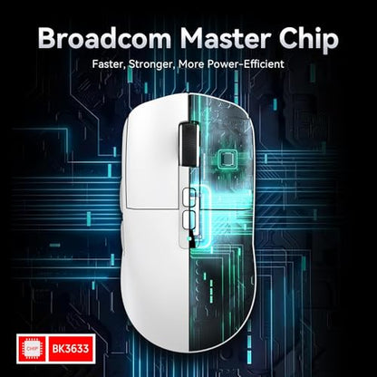 ATTACK SHARK X6 Lightweight Wireless Gaming Mouse with RGB Backlight Charging Base,Tri-Mode Wired/2.4GHz/BT5.2,26K DPI, PAW3395 Optical Sensor,HUANO Switch,5programmable Buttons,PC/Mac(White) - color: White, size: Mouse without Anti-slip sticker