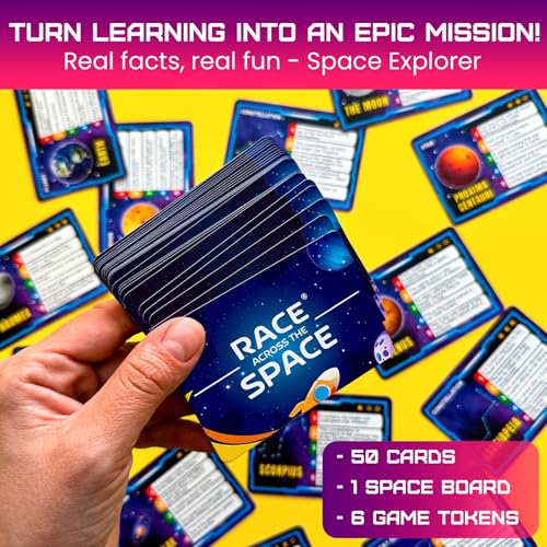 QUOKKA Space Board Game for Kids Ages 8-12 and Families – Fun Space Trivia Game with 50 Cards, Colorful Tokens & Game Board – Learn Planets, Moons Facts – Educational Family Games - color: 4. Space Board Game