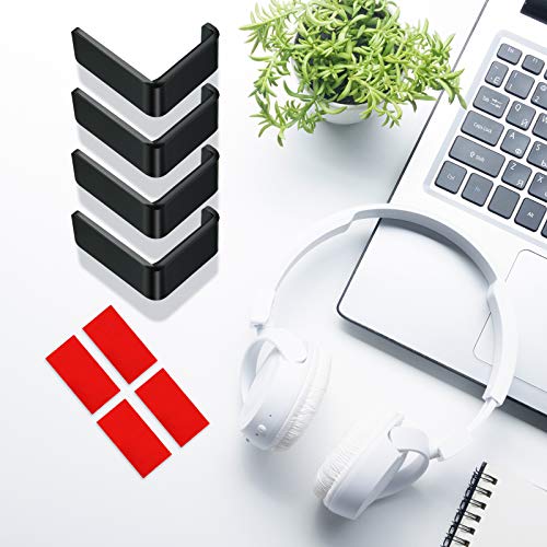 Weewooday 4 Pieces Headphone Hanger Headset Stand Holder Adhesive Wall Mount Headphone Hook for Desk Acrylic Gaming Earphones Hanger with Glues for Earphone Controller(Black) - color: Black