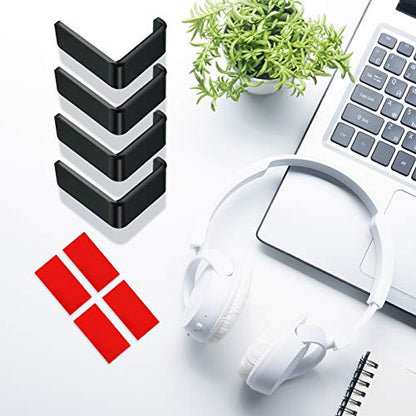 Weewooday 4 Pieces Headphone Hanger Headset Stand Holder Adhesive Wall Mount Headphone Hook for Desk Acrylic Gaming Earphones Hanger with Glues for Earphone Controller(Black) - color: Black