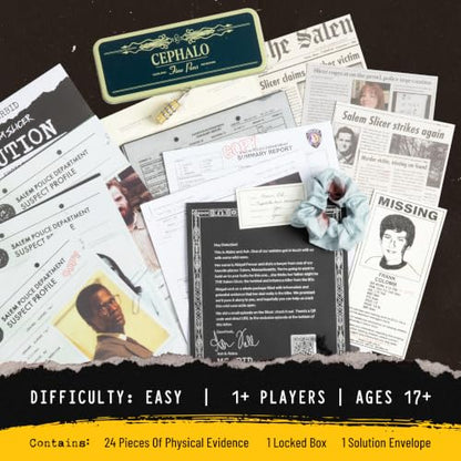 Hunt A Killer x Morbid: The Salem Slicer - Murder Mystery Game for Adults, True Crime Detective Board Games with Realistic Evidence, Forensic Files & Exclusive Podcast, 1+ Players, Ages 17+ - style: Salem Slicer