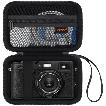 Canboc Carrying Case for Fujifilm X100VI/ X100V/ X100F/ X100S/ X-E5 Digital Camera, Zipper Mesh Pocket fit USB Cable, Black (Case Only) - color: Black
