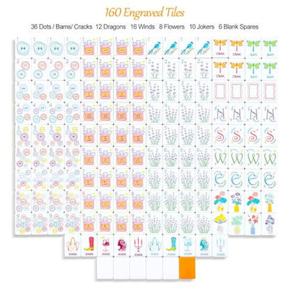 American Mahjong Tile Set, 160 Orange Engraved Melamine Mahjong Tiles with Mahjong Tile Bag and Mahjong Accessories - color: Orange