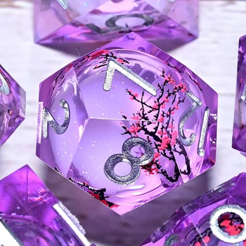 Dungeons and Dragons dice Set DND, polyhedral D&D Resin dice Set, Suitable for Role-Playing dice Game RPG Pathfinder DND dice Set - color: Ls-plum Purple