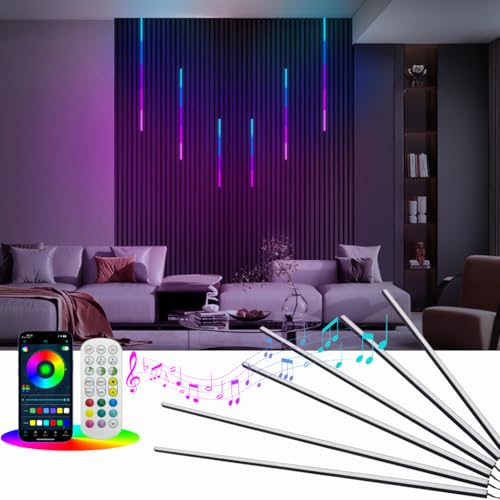 HAMRVL RGB+IC Smart Recessed Lighting Wall Panel Lights, 6PCS Slat Wall Lights with APP & Remote Control, Color Chasing, Music Sync, RGB Wall Lights for Wood Slat, Acoustic Panels (2*24+2*32+2*40 in) - size: 24in＋32in＋40in