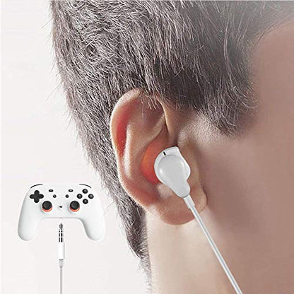 GEEKRIA 3.5mm Wired Earbuds with Mic & Volume Control, Stereo Gaming in-Ear Headphones for PS4, Xbox One, Stadia, Luna, PC, Laptop, Smartphone (White) - color: White
